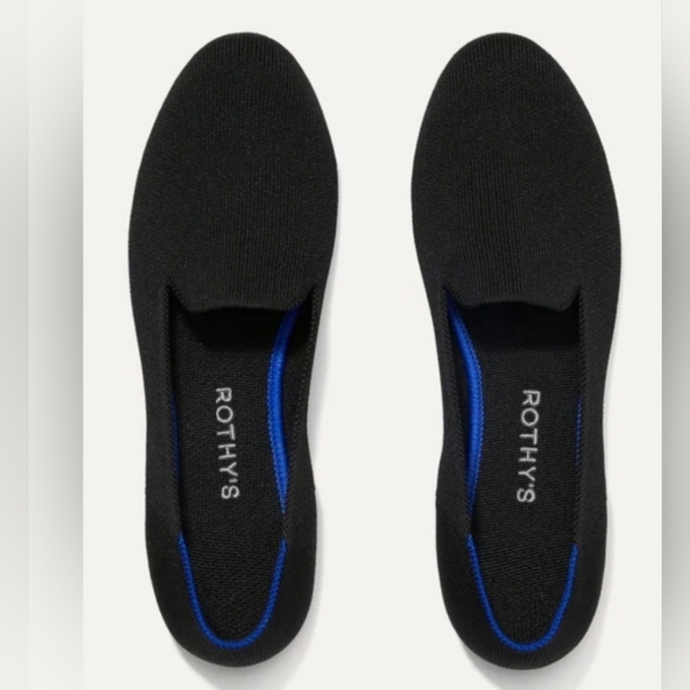 Rothy's Black Flats with Blue Insole Trim